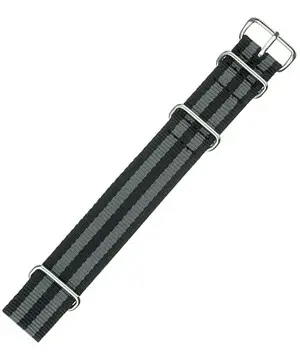Řemínek NATO černo šedý 24 mm 