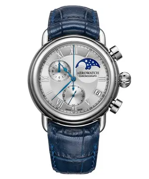 Aerowatch 1942 Chrono Moonphase A 78100 AA03, Verze: modrá 