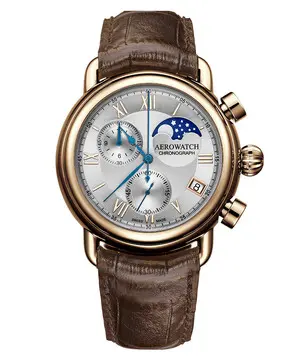 Aerowatch 1942 Chrono Moonphase A 78100 RO04, Verze: růžové zlato 