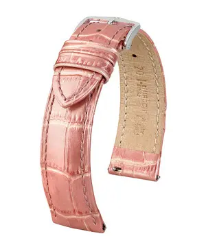 Řemínek Hirsch Duke Metallic růžový, Verze: růžová, Šířka řemínku: 16 mm, Šířka u spony: 14 mm 