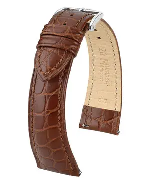 Řemínek Hirsch Aristocrat hnědý, Verze: hnědá, Šířka řemínku: 16 mm, Šířka u spony: 14 mm, Délka řemínku: M - 110/70 