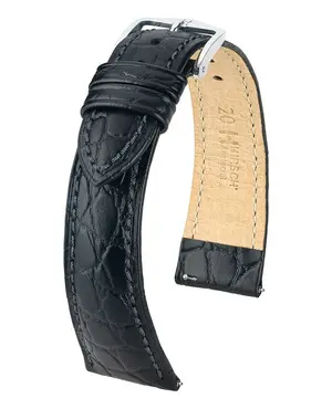 Řemínek Hirsch Aristocrat černý, Verze: černá, Šířka řemínku: 19 mm, Šířka u spony: 18 mm, Délka řemínku: L - 120/80 