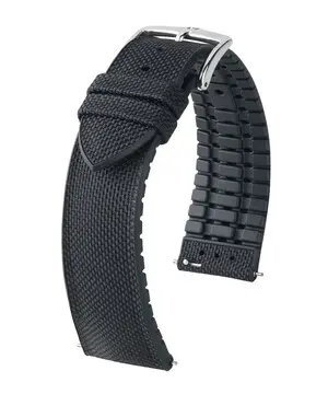 Řemínek Hirsch Arne černý, Verze: černá, Šířka řemínku: 18 mm, Šířka u spony: 16 mm, Délka řemínku: L - 120/80 