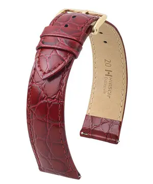 Řemínek Hirsch Crocograin bordó, Verze: vínová, Šířka řemínku: 12 mm, Šířka u spony: 10 mm, Délka řemínku: M - 110/70 