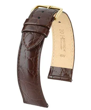 Řemínek Hirsch Crocograin hnědý, Verze: hnědá, Šířka řemínku: 12 mm, Šířka u spony: 10 mm, Délka řemínku: M - 110/70 