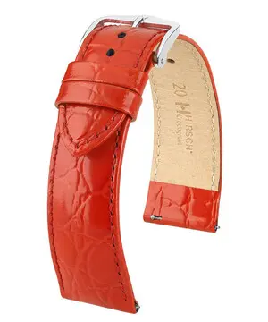 Řemínek Hirsch Crocograin červený, Verze: červená, Šířka řemínku: 12 mm, Šířka u spony: 10 mm, Délka řemínku: M - 110/70 