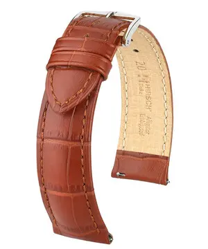 Řemínek Hirsch Duke zlatohnědý, Šířka řemínku: 13 mm, Šířka u spony: 12 mm, Délka řemínku: M - 110/70 