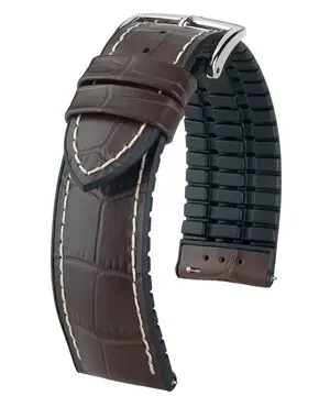 Řemínek Hirsch George hnědý, Verze: hnědá, Šířka řemínku: 20 mm, Šířka u spony: 18 mm 
