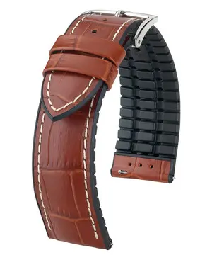 Řemínek Hirsch George zlatohnědý, Verze: hnědá2, Šířka řemínku: 20 mm, Šířka u spony: 18 mm 