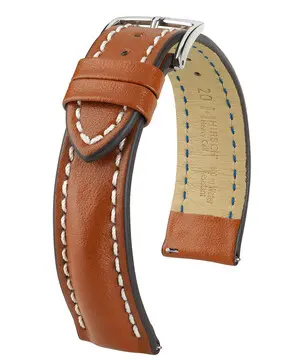 Řemínek Hirsch Heavy Calf zlatohnědý, Verze: hnědá2, Šířka řemínku: 22 mm, Šířka u spony: 20 mm 