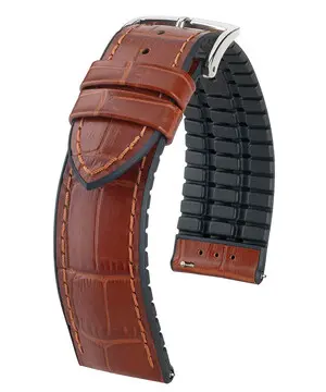 Řemínek Hirsch Paul zlatohnědý, Verze: hnědá2, Šířka řemínku: 20 mm, Šířka u spony: 18 mm, Délka řemínku: L - 120/80 
