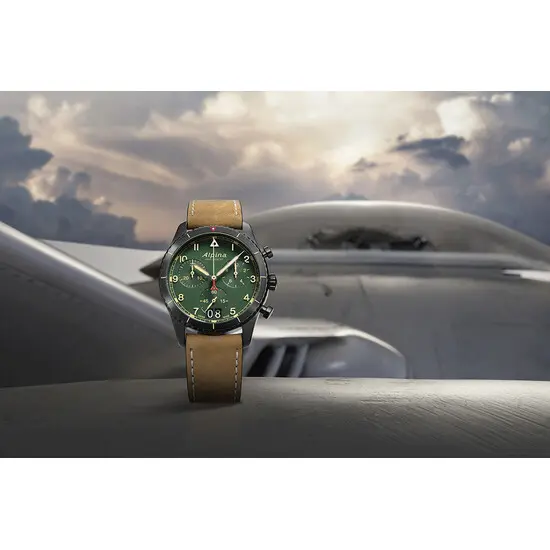Pánské hodinky Alpina Startimer Pilot Quartz Chronograph Big Date AL-372GR4FBS26, Verze: hnědá2 , 4 image