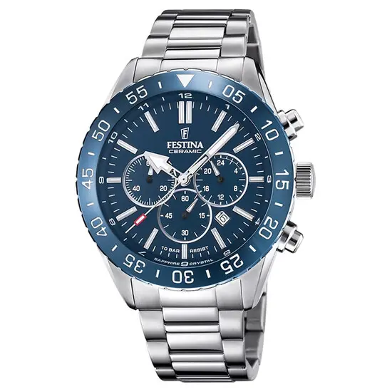 Pánské hodinky Festina Ceramic Chrono F20575/2, Verze: stříbrná2 