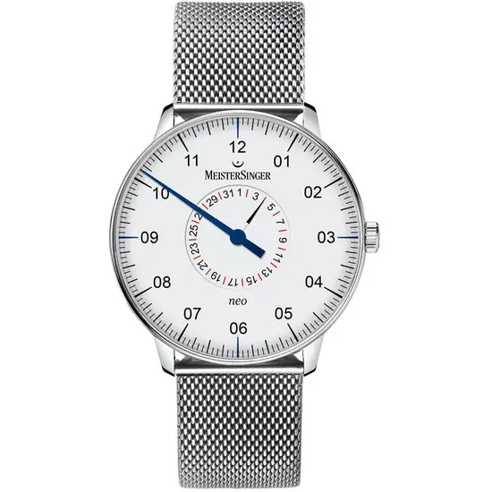 Pánské hodinky MeisterSinger Neo Plus Pointer Date NED401, Verze: stříbrná 