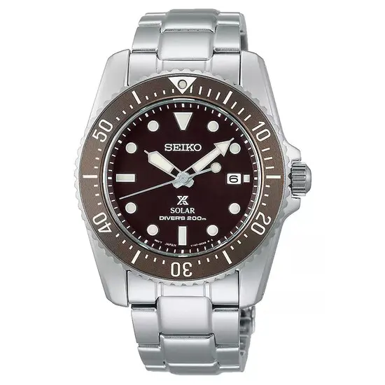 Pánské hodinky Seiko Prospex Compact Solar Scuba Diver SNE571P1, Verze: hnědá 