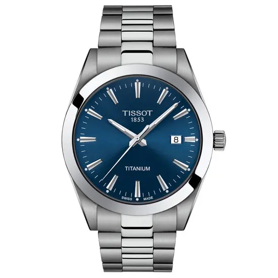 Pánské hodinky Tissot Gentleman Titanium T127.410.44.041.00, Verze: modrá 