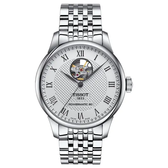 Pánské hodinky Tissot Le Locle Powermatic 80 Open Heart T006.407.11.033.02, Verze: stříbrná 