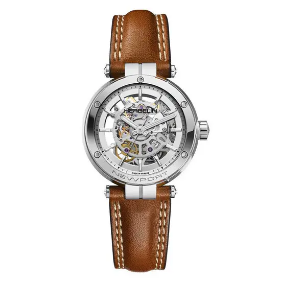 Pánské hodinky Herbelin Newport Automatic Skeleton 1658SQ12GD, Verze: hnědá 