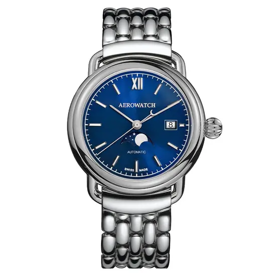 Pánské hodinky Aerowatch 1942 Moonphase Automatic A 77983 AA06 M, Verze: stříbrná 