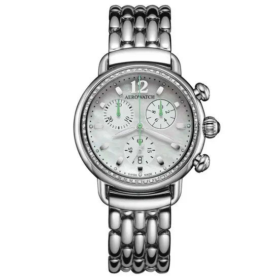 Dámské hodinky Aerowatch 1942 Chronolady Pastel Green A 81105 AA03 DIA M, Verze: zelená 