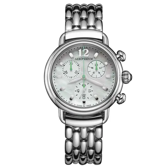 Dámské hodinky Aerowatch 1942 Chronolady Pastel Green A 81105 AA03 M, Verze: zelená 