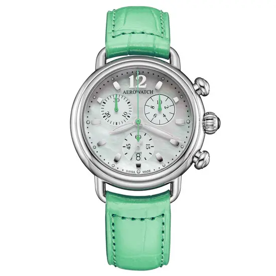 Dámské hodinky Aerowatch 1942 Chronolady Pastel Green A 81105 AA03, Verze: zelená 