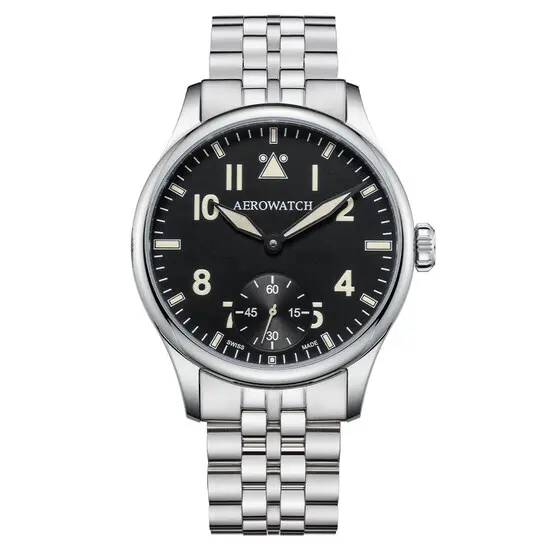 Pánské hodinky Aerowatch Renaissance Big Mechanical Pilot A 55981 AA02 M, Verze: stříbrná 