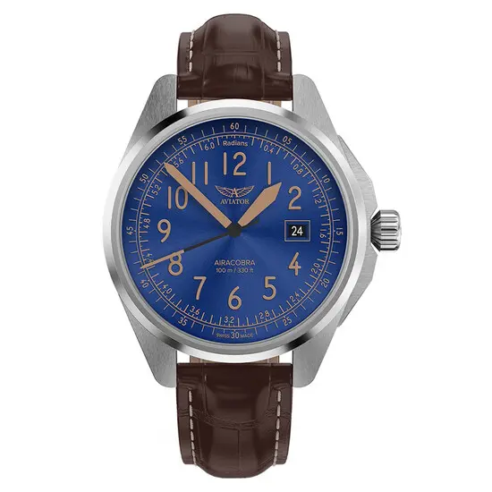 Pánské hodinky Aviator Airacobra 43 Type B V.1.38.0.326.4, Verze: modrá2 