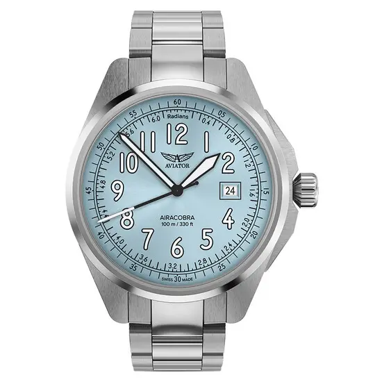 Pánské hodinky Aviator Airacobra 43 Type B V.1.38.0.328.5, Verze: modrá3 