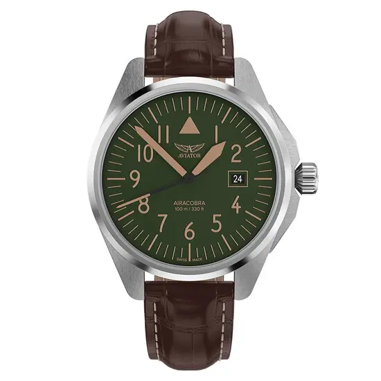 Pánské hodinky Aviator Airacobra 43 Type A V.1.38.0.330.4, Verze: zelená2 