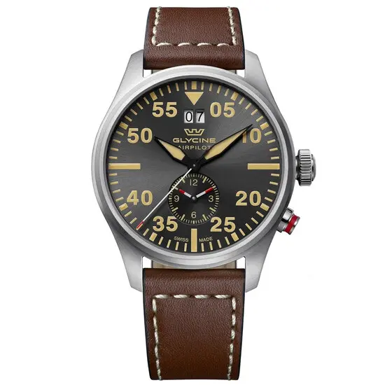 Pánské hodinky Glycine Airpilot Dual Time 44 GL0367, Verze: šedá 
