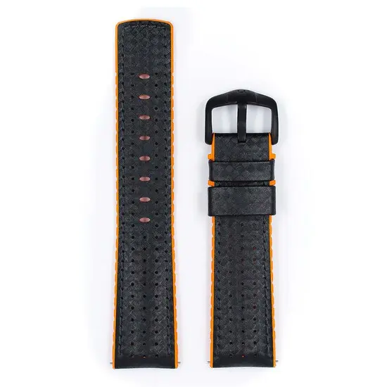 Řemínek Hirsch Ayrton černý 22 mm L - 120/80, Verze: oranžová, Šířka řemínku: 22 mm, Šířka u spony: 20 mm , 2 image