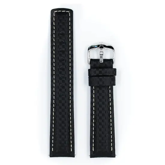 Řemínek Hirsch Carbon černý 20 mm L - 120/80, Verze: černá, Šířka řemínku: 20 mm, Šířka u spony: 18 mm, Délka řemínku: L - 120/80 , 2 image