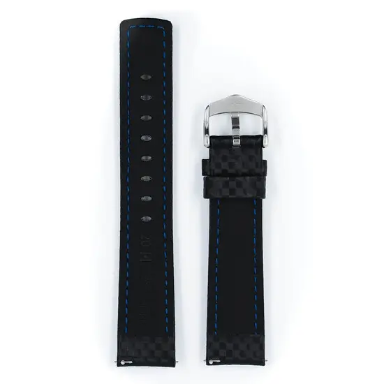 Řemínek Hirsch Carbon černý 20 mm L - 120/80, Verze: černá, Šířka řemínku: 20 mm, Šířka u spony: 18 mm, Délka řemínku: L - 120/80 , 3 image