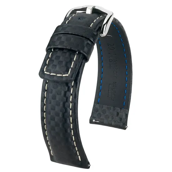 Řemínek Hirsch Carbon černý 20 mm L - 120/80, Verze: černá, Šířka řemínku: 20 mm, Šířka u spony: 18 mm, Délka řemínku: L - 120/80 