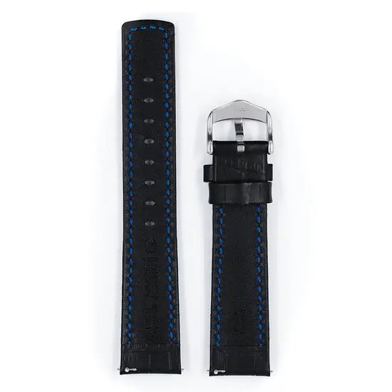 Řemínek Hirsch Grand Duke černý 20 mm L - 120/80, Verze: černá2, Šířka řemínku: 20 mm, Šířka u spony: 18 mm, Délka řemínku: L - 120/80 , 3 image