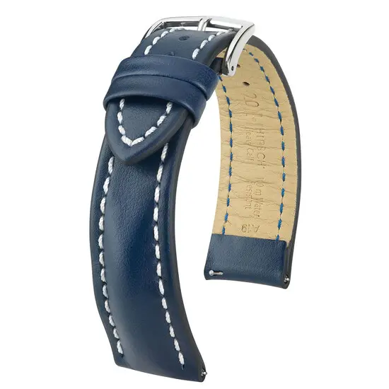 Řemínek Hirsch Heavy Calf modrý 20 mm L - 120/80, Verze: modrá, Šířka řemínku: 20 mm, Šířka u spony: 18 mm 
