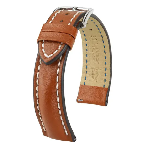 Řemínek Hirsch Heavy Calf zlatohnědý 22 mm L - 120/80, Verze: hnědá2, Šířka řemínku: 22 mm, Šířka u spony: 20 mm 