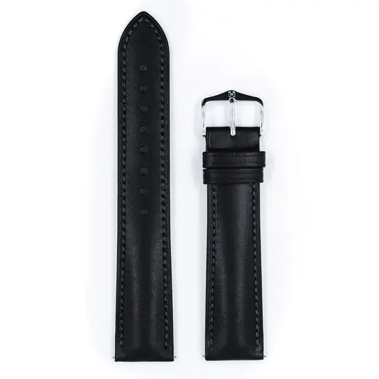 Řemínek Hirsch Kent černý 18 mm M - 110/70, Verze: černá, Šířka řemínku: 18 mm, Šířka u spony: 16 mm, Délka řemínku: M - 110/70 , 2 image