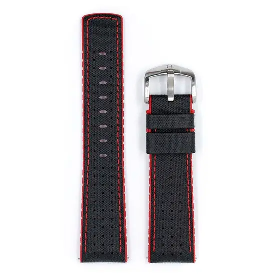 Řemínek Hirsch Robby černý 22 mm L - 120/80, Verze: červená, Šířka řemínku: 22 mm, Šířka u spony: 20 mm , 2 image