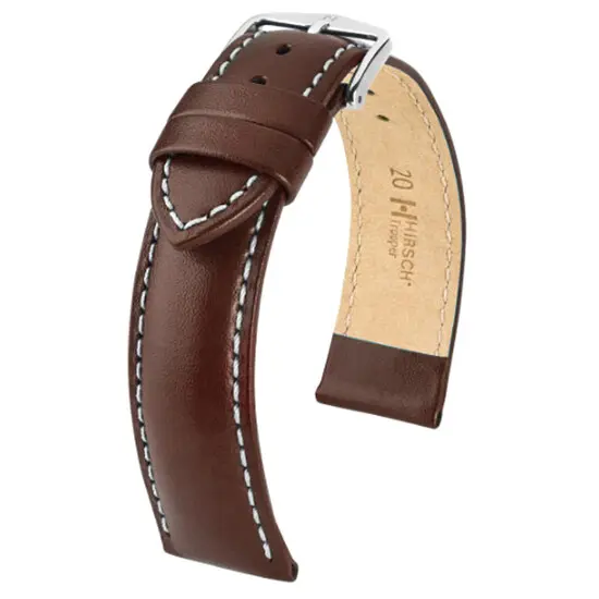 Řemínek Hirsch Trooper hnědý 24 mm L - 120/80, Verze: hnědá, Šířka řemínku: 24 mm, Šířka u spony: 22 mm 