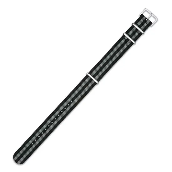 Pasek NATO czarny szary, Verze: šedá, Šířka řemínku: 18 mm, Šířka u spony: 18 mm 