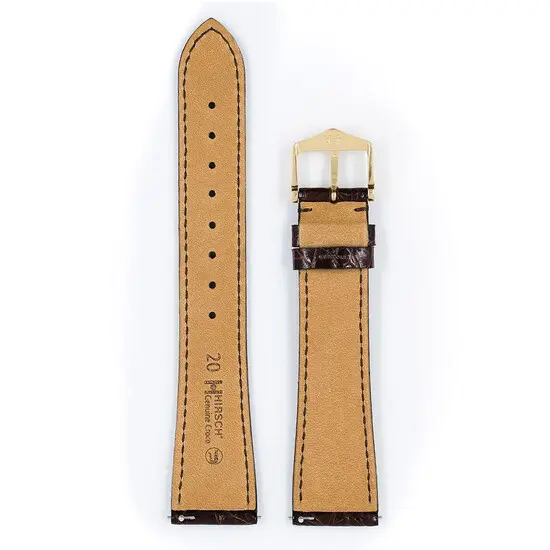 Řemínek Hirsch Genuine Croco hnědý 18 mm M - 110/70, Verze: hnědá, Šířka řemínku: 18 mm, Šířka u spony: 16 mm, Délka řemínku: M - 110/70 , 3 image