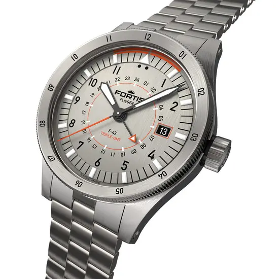 Pánské hodinky Fortis Flieger F-43 Triple-GMT Titanium F4260002, Verze: stříbrná , 4 image