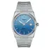 Klasyczny zegarek retro Tissot PRX z tarczą o niebieskim gradiencie