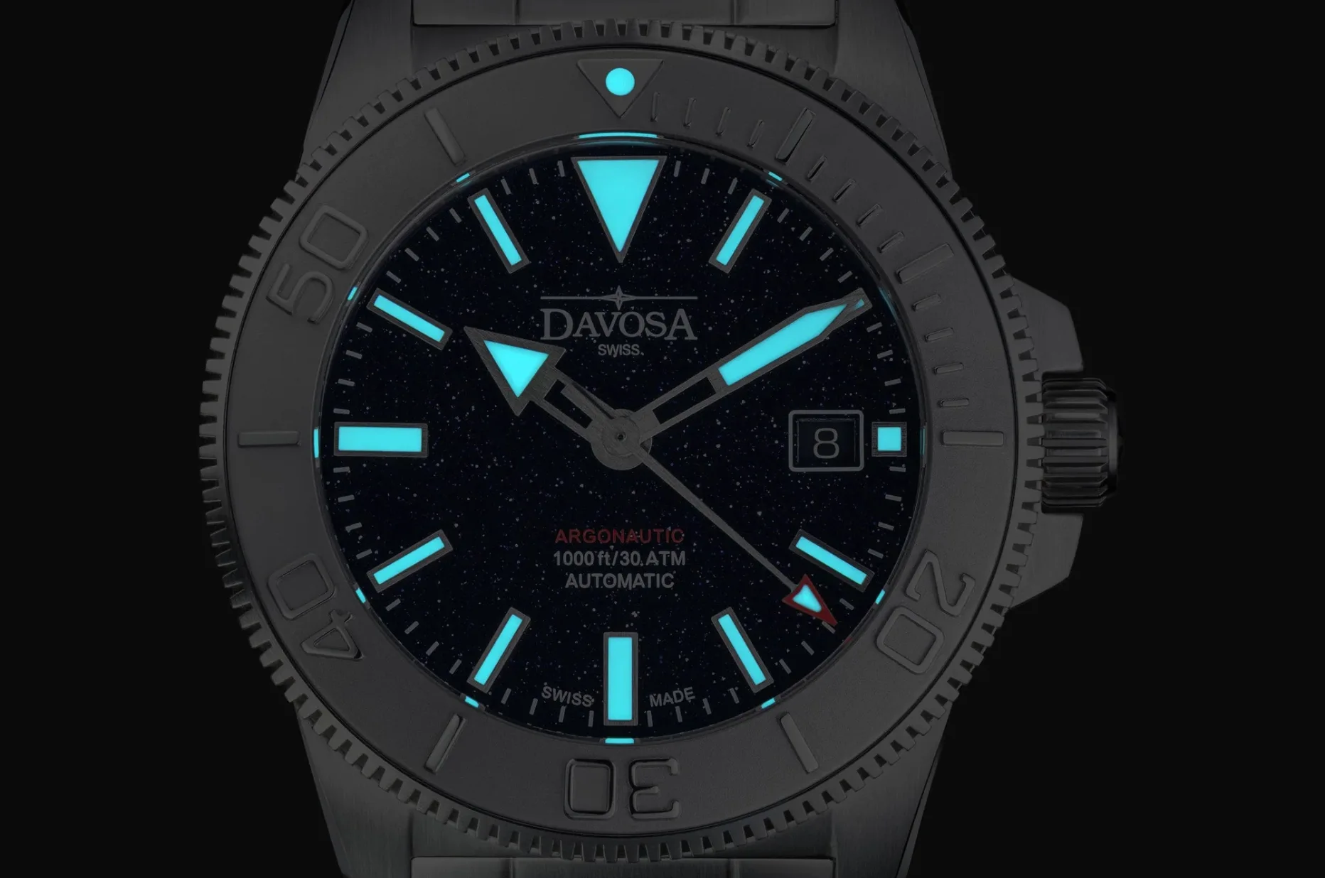 DAVOSA Argonautic Celeos s modrým podsvícením SuperLumiNova BGW9