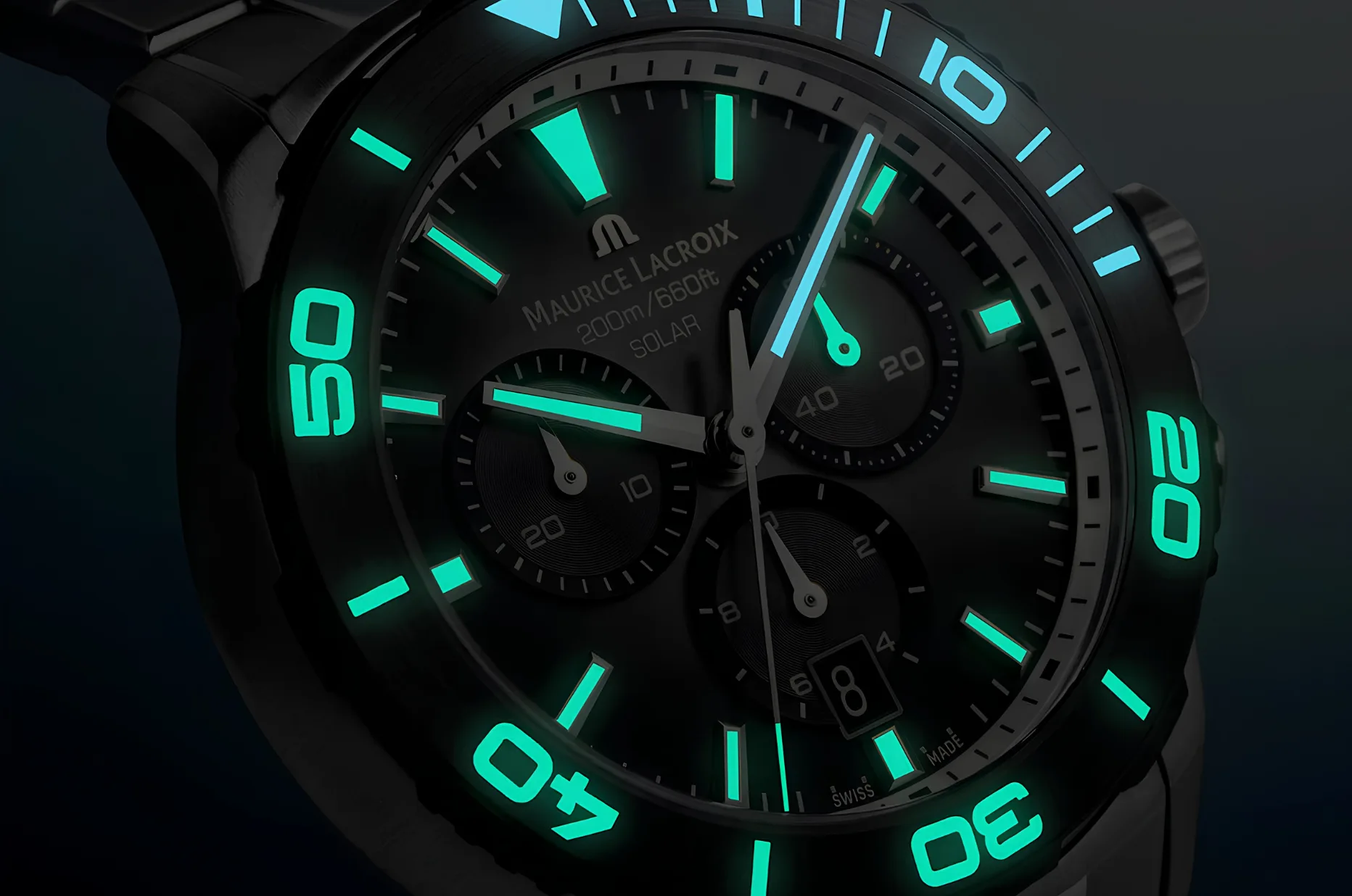 Dvoubarevné podsvícení Super-LumiNova v Maurice Lacroix Pontos S