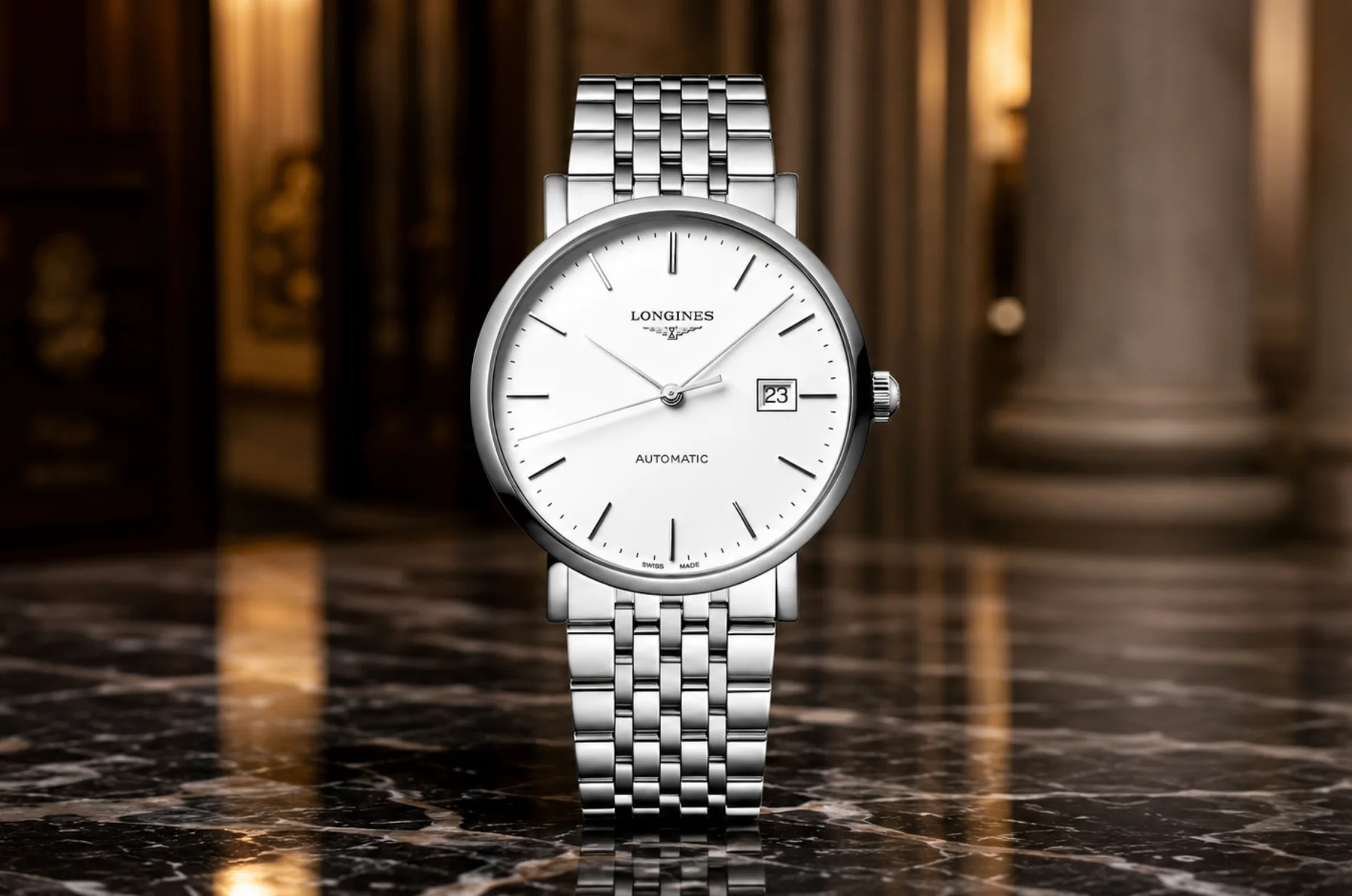 Švýcarské pánské hodinky Longines Elegant Gent jako luxusní dárek pro tatínka