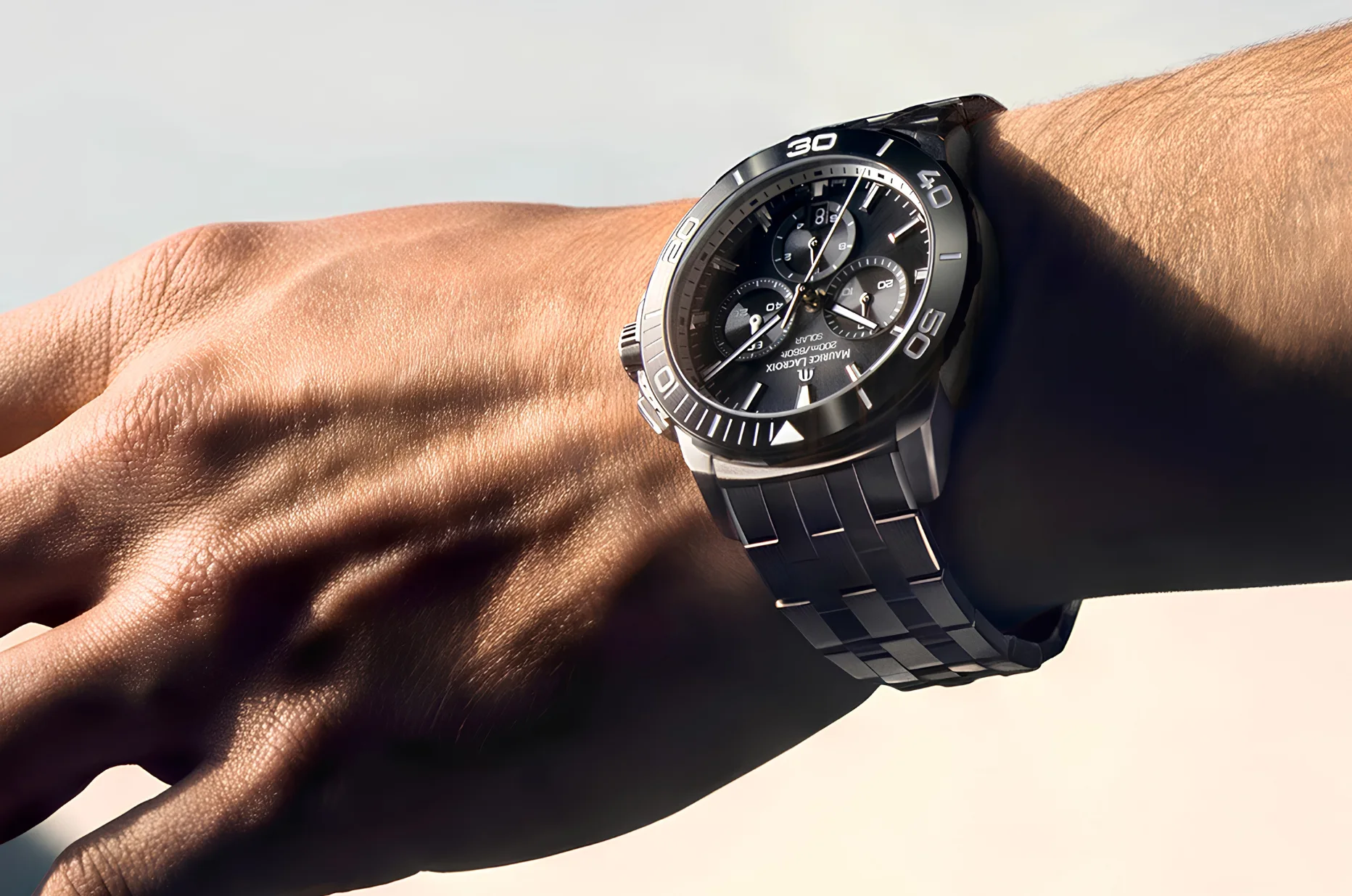 Pánské hodinky s chronografem Maurice Lacroix Pontos S Solar na ocelovém náramku