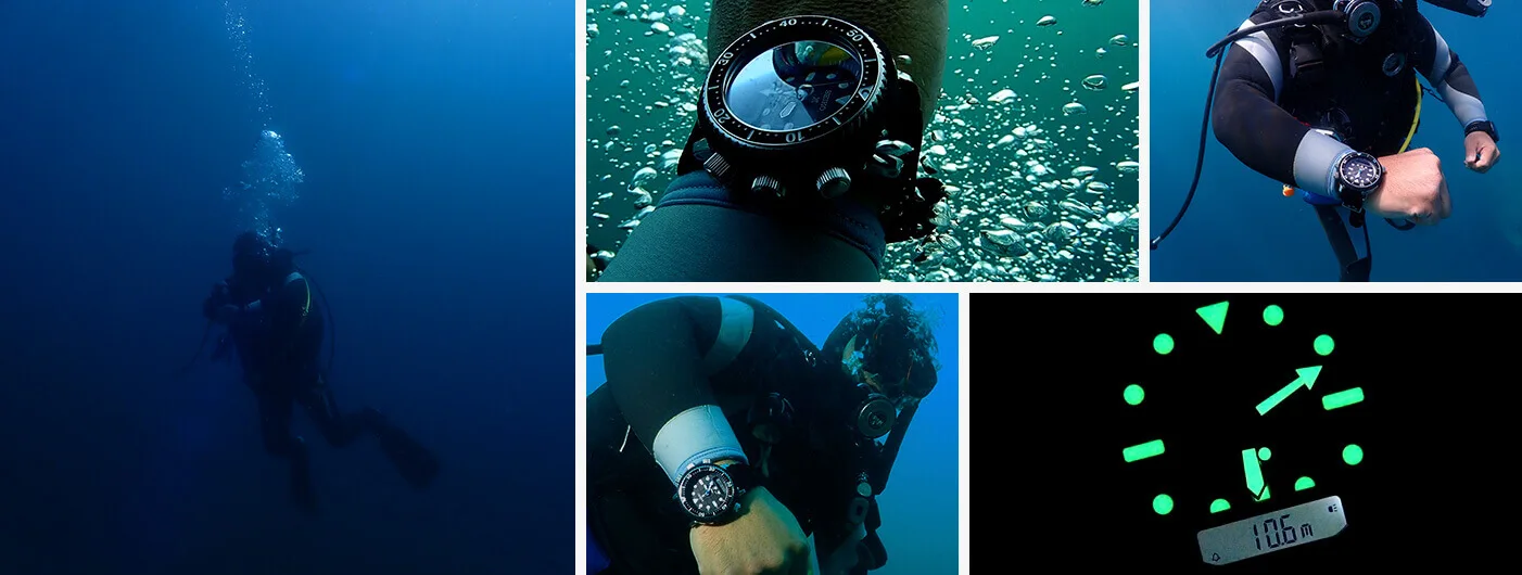 Testy hodinek Seiko s kalibrem H855 prováděné instruktory PADI během ponorů